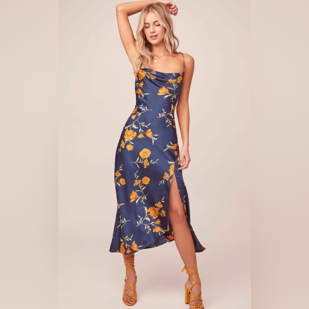 NWOT Floral Blue and Yellow Women's Dress
